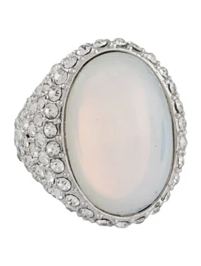Pre-owned Kenneth Jay Lane White Stone & Crystal Cocktail Ring In Multicolor