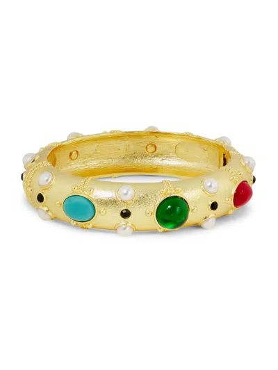 Kenneth Jay Lane Women's 18k-gold-plated & Imitation Gemstone Bangle In Green