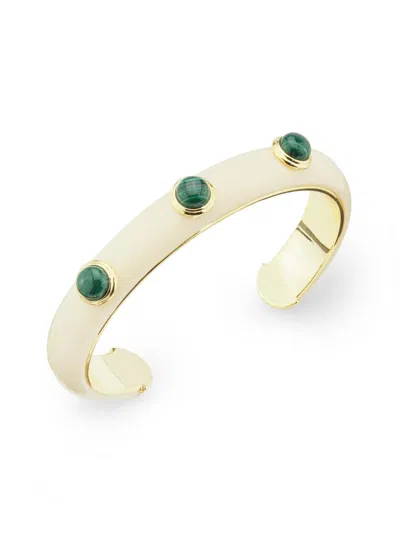 Kenneth Jay Lane Women's 18k-gold-plated & Mixed-media Cuff In White