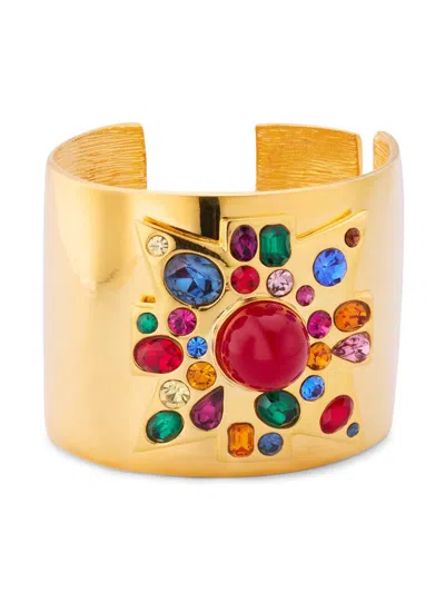 Kenneth Jay Lane Women's 22k-gold-plated & Glass Crystal Wide Cuff