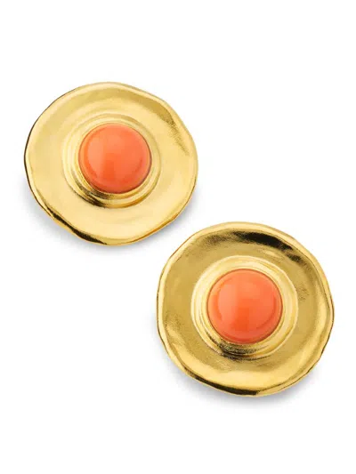 Kenneth Jay Lane Women's 22k-gold-plated & Resin Cabochon Button Clip-on Earrings
