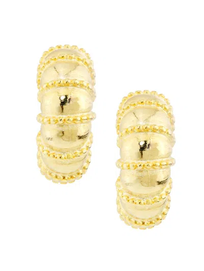 Kenneth Jay Lane Women's 22k-gold-plated Clip-on Hoop Earrings In Purple