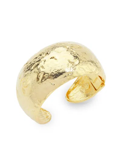 Kenneth Jay Lane 22k Hammered Gold Cuff Bracelet In Satin Gold