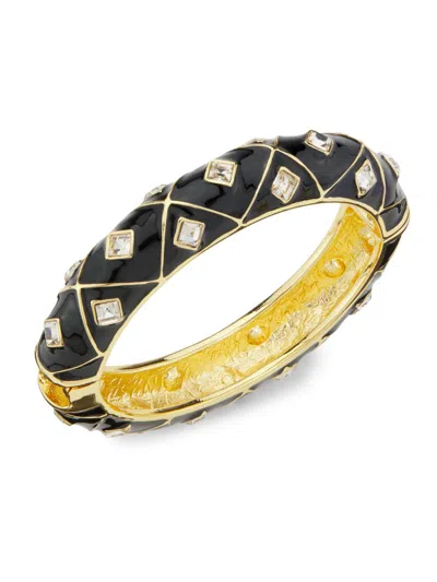 Kenneth Jay Lane Women's 22k-gold-plated, Enamel & Glass Crystal Bangle In Neutral