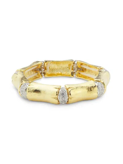 Kenneth Jay Lane Women's Bamboo Two-tone & Glass Crystal Stretch Bracelet In Orange