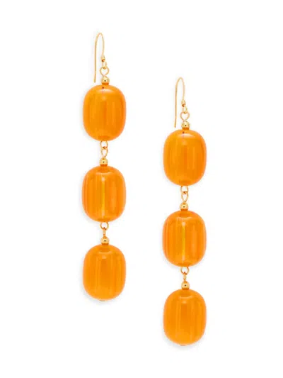 Kenneth Jay Lane Women's Goldtone & Amber Bead Drop Earrings