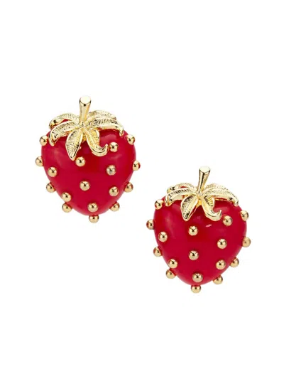 Kenneth Jay Lane Women's Goldtone & Enamel Strawberry Clip-on Earrings In Red