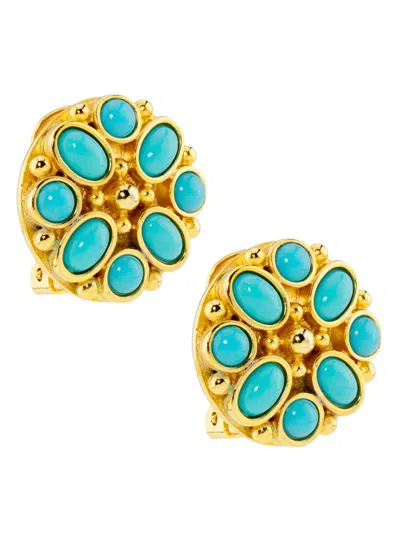Kenneth Jay Lane Women's Goldtone & Glass Cabochon Button Clip-on Earrings In Multi