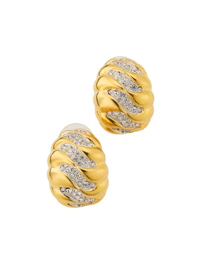 Kenneth Jay Lane Women's Goldtone & Glass Crystal Clip-on Huggie Earrings In Pink