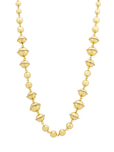 Kenneth Jay Lane Women's Goldtone & Glass Crystal Station Necklace In Orange