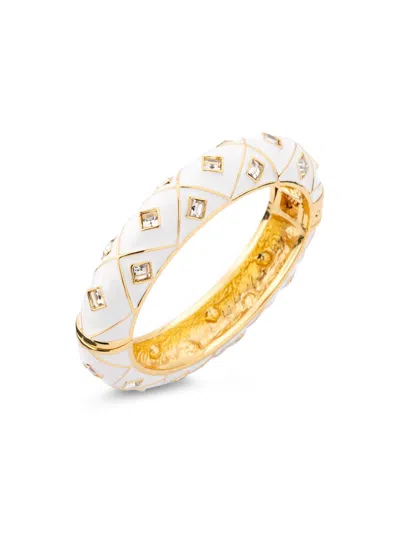 Kenneth Jay Lane Women's Goldtone, Enamel & Glass Crystal Bangle In White