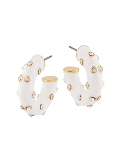 Kenneth Jay Lane Women's Goldtone, Enamel & Glass Crystal Dotted Hoop Earrings In White