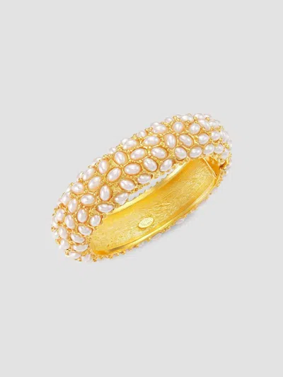 Kenneth Jay Lane Goldtone Faux Pearl Bangle Bracelet