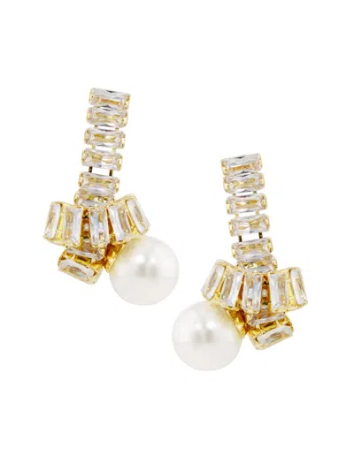 Kenneth Jay Lane Women's Goldtone, Glass Crystal & Imitation Pearl Knot Drop Earrings In Pink