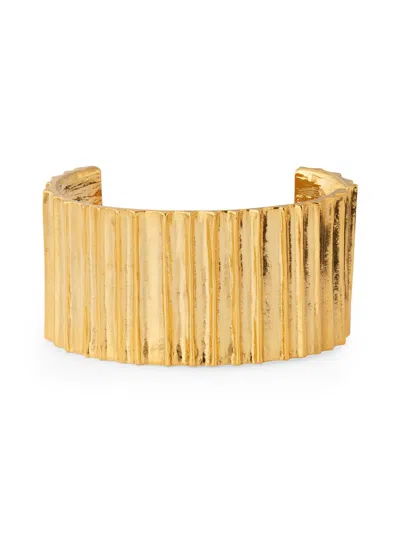 Kenneth Jay Lane Women's Goldtone Ribbed Cuff Bracelet In Orange