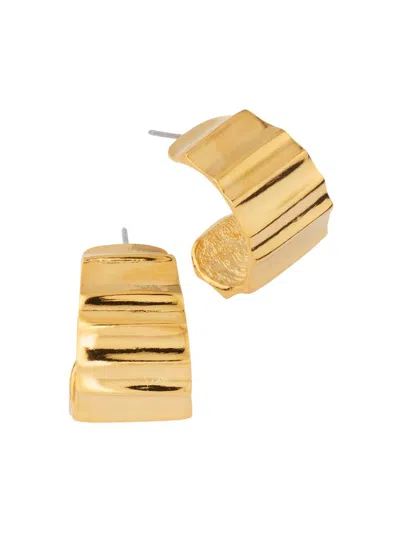 Kenneth Jay Lane Women's Goldtone Ribbed Hoops