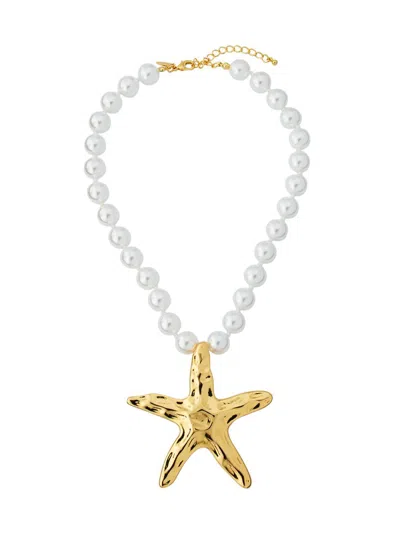 Kenneth Jay Lane Women's Imitation Pearl & Goldtone Starfish Pendant Necklace In Multi