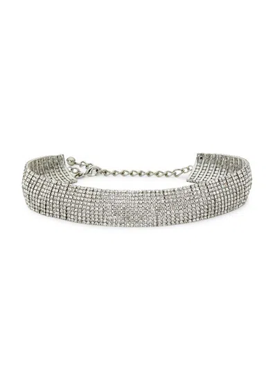 Kenneth Jay Lane Women's Rhodium-plated & Glass Crystal Choker In Transparent