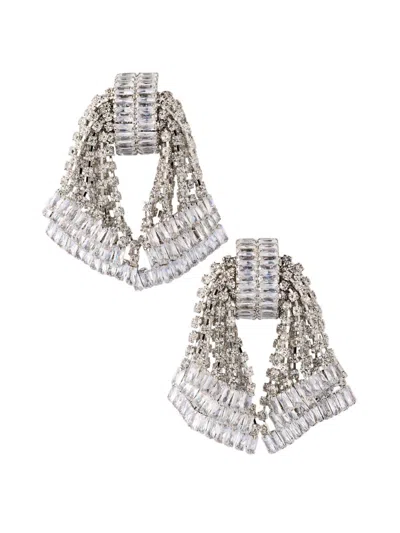 Kenneth Jay Lane Women's Rhodium-plated & Glass Crystal Scarf Drop Earrings In Silver