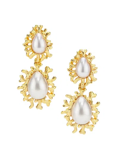 Kenneth Jay Lane Women's Sea Branch Goldtone & Imitation Pearl Drop Clip-on Earrings In Pattern