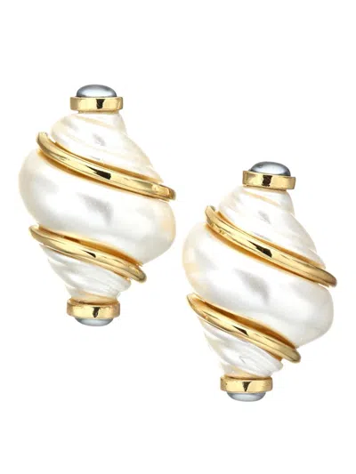Kenneth Jay Lane Women's Shell Clip-on Earrings In Metallic