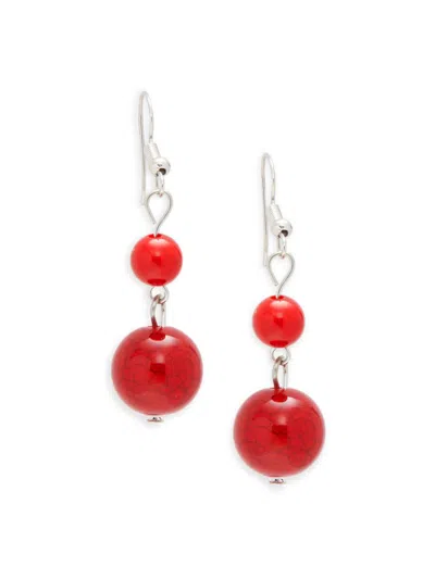 Kenneth Jay Lane Women's Silvertone & Resin Double Ball Drop Earrings In Neutral