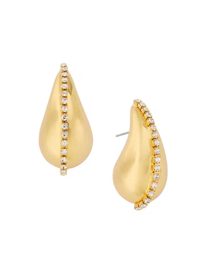 Kenneth Jay Lane Women's Tapered Goldtone & Rhinestone Hoop Earrings In Red