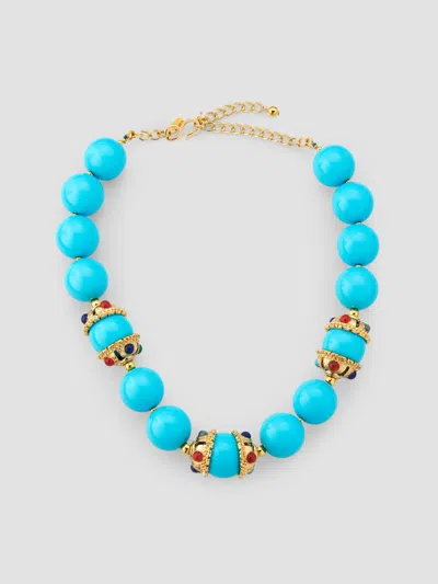 Kenneth Jay Lane Women's Turquoise Bead & Multi-cabochon Cap Necklace