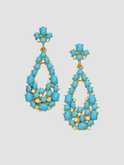Kenneth Jay Lane Women's Turquoise Cabochon Drop Earrings In Turquoise Gold