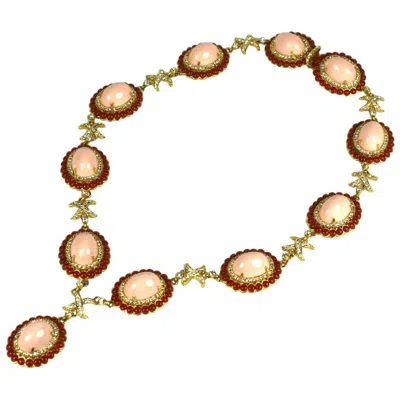 Pre-owned Kenneth Jay Lane Wonderful, Early K.j.l Faux Coral Link Necklace In Red