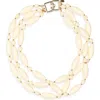 Kenneth Jay Lane Wood Beaded Multistrand Necklace In Gold