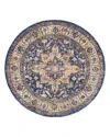 Kenneth Mink Taza Heriz Round Rug, 5' X 5' In Dark Blue