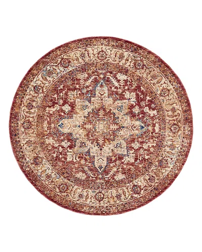 Kenneth Mink Taza Heriz Round Rug, 5' X 5' In Red