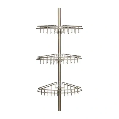 Kenney 3-tier Spring Tension Corner Pole Shower Caddy In Silver