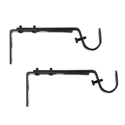 Kenney 3/4" Adjustable Brackets Curtain Rod Brackets In Black