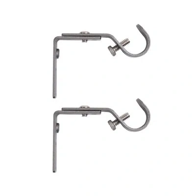 Kenney 5/8" Adjustable 2.5-3" Curtain Rod Mounting Brackets, Set Of 2 In Polished Pewter
