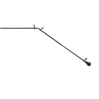Kenney Ball End Bay Window Curtain Rod, 78-144" Adjustable Length: 22-37" Sides, 28-72" Center, Steel In Black