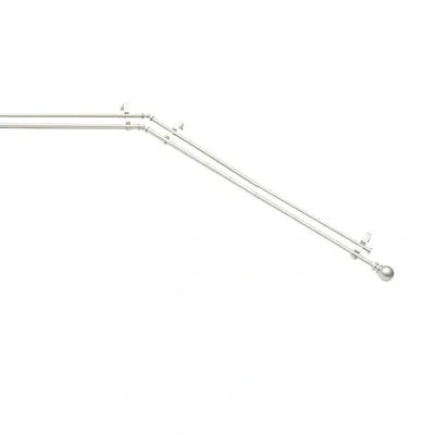 Kenney Ball End Bay Window Double Curtain Rod, 78-144" Adjustable Length: 22-37" Sides, 28-72" Center, Stee In Brushed Nickel