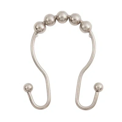 Kenney Beaded Roller Shower Curtain Hooks In Brushed Nickel