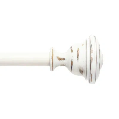 Kenney Belle 5/8" Fast Fit Easy Install Decorative Window Curtain Rod, Rustic White