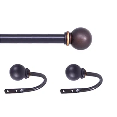 Kenney Chelsea Decorative Curtain Rod & Holdback Set 5/8 In Adjustable Curtain Rod In Brown