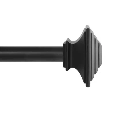 Kenney Claremont Mission Adjustable 1" Single Curtain Rod In Matte Black