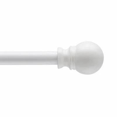 Kenney Davenport Petite Ball 1/2 In Adjustable Curtain Rod In White