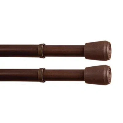 Kenney Fast Fit No Tools 2 Pack 7/16 In Tension Curtain Rod In Brown