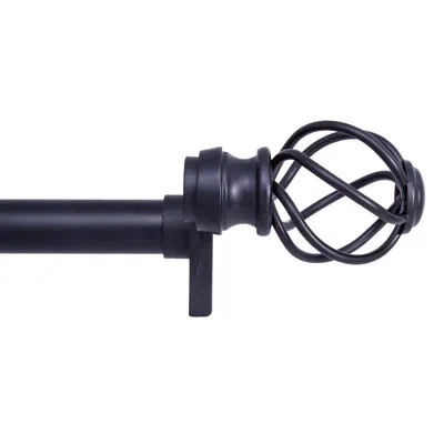 Kenney Fast Fit No Tools Tate 5/8" Decorative Tension Curtain Rod In Black