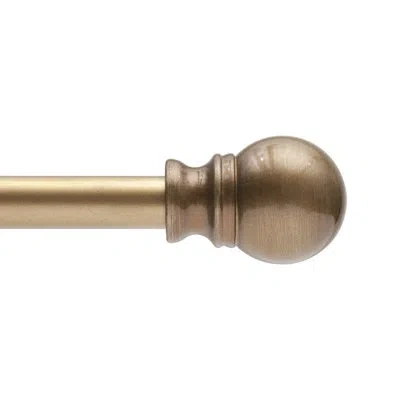 Kenney Kingstown Metal Adjustable 0.5" Single Curtain Rod In Brushed Brass