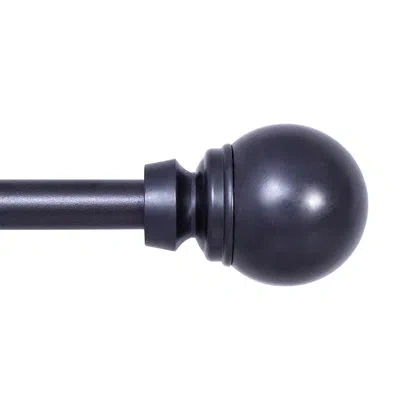 Kenney Musa Mae 5/8" Standard Decorative Curtain Rod Adjustable 0.63" Single Curtain Rod In Black