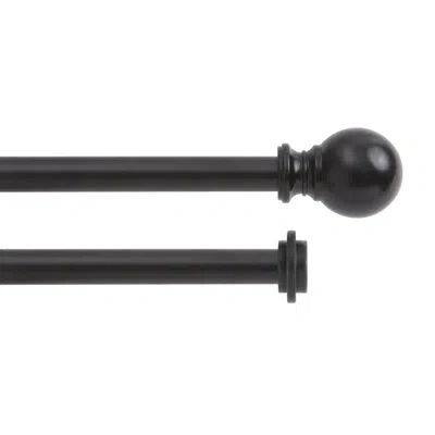 Kenney Newport Adjustable 0.625" Double Curtain Rod In Matte Black