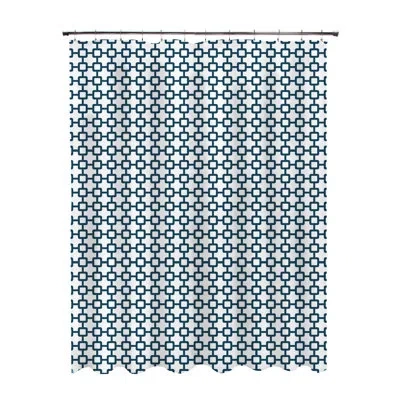 Kenney Peva Geometric Shower Curtain Liner In Blue;white