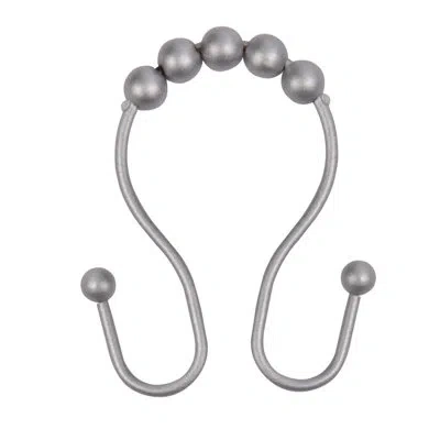 Kenney Rust-proof Aluminum Beaded Roller Shower Curtain Double Hooks In Gray